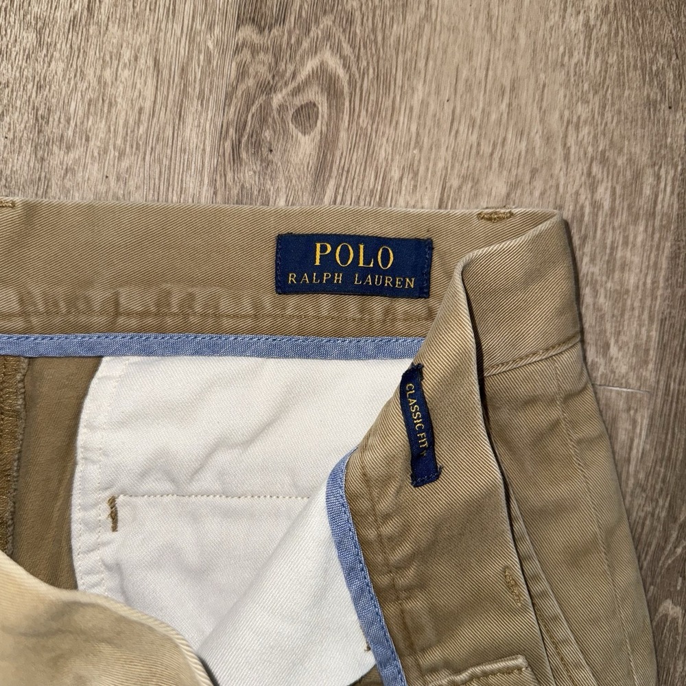 Polo Ralph Lauren Twill Chino Shorts Men's 29 All Over Pony Print Khaki Beige 9" - Picture 4 of 6